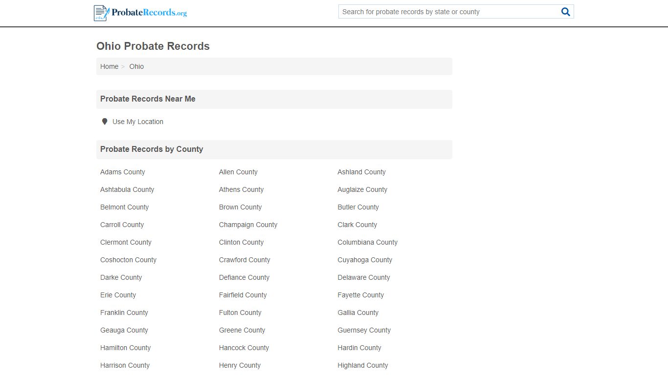 Ohio Probate Records